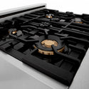 ZLINE Autograph Edition 30 in. 4.0 cu. ft. Legacy Dual Fuel Range with 4 Burner Gas Cooktop and Electric Convection Oven in Satin Stainless Steel with White Matte Door and Matte Black Accents (RASZ-WM-30-MB)