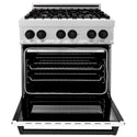 ZLINE Autograph Edition 30 in. 4.0 cu. ft. Legacy Dual Fuel Range with 4 Burner Gas Cooktop and Electric Convection Oven in Satin Stainless Steel with White Matte Door and Matte Black Accents, Open Box-Great Condition