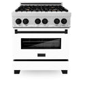 ZLINE Autograph Edition 30 in. 4.0 cu. ft. Legacy Dual Fuel Range with 4 Burner Gas Cooktop and Electric Convection Oven in Satin Stainless Steel with White Matte Door and Matte Black Accents, Open Box-Great Condition