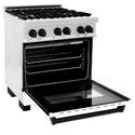 ZLINE Autograph Edition 30 in. 4.0 cu. ft. Legacy Dual Fuel Range with 4 Burner Gas Cooktop and Electric Convection Oven in Satin Stainless Steel with White Matte Door and Matte Black Accents, Open Box-Great Condition