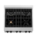 ZLINE Autograph Edition 30 in. 4.0 cu. ft. Legacy Dual Fuel Range with 4 Burner Gas Cooktop and Electric Convection Oven in Satin Stainless Steel with White Matte Door and Matte Black Accents, Open Box-Great Condition