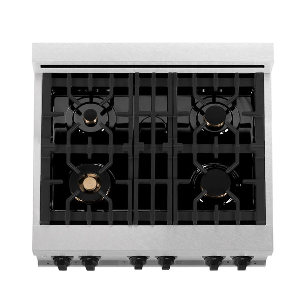 ZLINE Autograph Edition 30 in. 4.0 cu. ft. Legacy Dual Fuel Range with 4 Burner Gas Cooktop and Electric Convection Oven in Satin Stainless Steel with White Matte Door and Matte Black Accents, Open Box-Great Condition