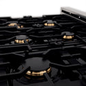 ZLINE Autograph Edition 36 in. 4.6 cu. ft. Legacy Dual Fuel Range with 6 Burner Gas Cooktop and Electric Convection Oven in Satin Stainless Steel with White Matte Door and Polished Gold Accents (RASZ-WM-36-G)
