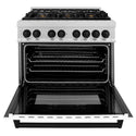 ZLINE Autograph Edition 36 in. 4.6 cu. ft. Legacy Dual Fuel Range with 6 Burner Gas Cooktop and Electric Convection Oven in Satin Stainless Steel with White Matte Door and Matte Black Accents, Open Box-Good Condition