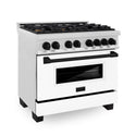 ZLINE Autograph Edition 36 in. 4.6 cu. ft. Legacy Dual Fuel Range with 6 Burner Gas Cooktop and Electric Convection Oven in Satin Stainless Steel with White Matte Door and Matte Black Accents, Open Box-Good Condition