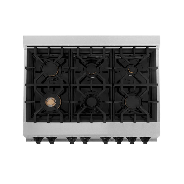 ZLINE Autograph Edition 36 in. 4.6 cu. ft. Legacy Dual Fuel Range with 6 Burner Gas Cooktop and Electric Convection Oven in Satin Stainless Steel with White Matte Door and Matte Black Accents, Open Box-Good Condition