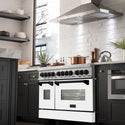 ZLINE Autograph Edition 48 in. 6.0 cu. ft. Legacy Dual Fuel Range with 7 Burner Gas Cooktop and 2 Electric Ovens in Satin Stainless Steel with White Matte Doors and Matte Black Accents, Open Box-Good Condition
