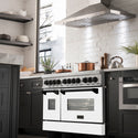 ZLINE Autograph Edition 48 in. 6.0 cu. ft. Legacy Dual Fuel Range with 7 Burner Gas Cooktop and 2 Electric Ovens in Satin Stainless Steel with White Matte Doors and Matte Black Accents, Open Box-Great Condition