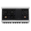 ZLINE Autograph Edition 48 in. 6.0 cu. ft. Legacy Dual Fuel Range with 7 Burner Gas Cooktop and 2 Electric Ovens in Satin Stainless Steel with White Matte Doors and Matte Black Accents, Open Box-Great Condition
