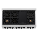 ZLINE Autograph Edition 48 in. 6.0 cu. ft. Legacy Dual Fuel Range with 7 Burner Gas Cooktop and 2 Electric Ovens in Satin Stainless Steel with White Matte Doors and Matte Black Accents, Open Box-Good Condition
