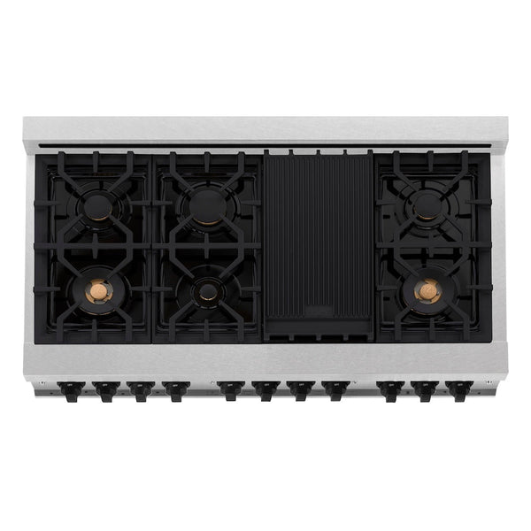 ZLINE Autograph Edition 48 in. 6.0 cu. ft. Legacy Dual Fuel Range with 7 Burner Gas Cooktop and 2 Electric Ovens in Satin Stainless Steel with White Matte Doors and Matte Black Accents, Open Box-Good Condition