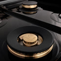 ZLINE Autograph Edition 60 in. 7.4 cu. ft. Legacy Dual Fuel Range with 9 Burner Gas Cooktop and 2 Electric Convection Ovens in Satin Stainless Steel with White Matte Doors and Champagne Bronze Accents, Open Box-Great Condition
