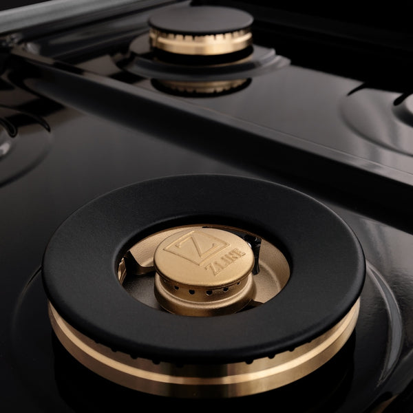 ZLINE Autograph Edition 60 in. 7.4 cu. ft. Legacy Dual Fuel Range with 9 Burner Gas Cooktop and 2 Electric Convection Ovens in Satin Stainless Steel with White Matte Doors and Champagne Bronze Accents, Open Box-Great Condition