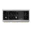 ZLINE Autograph Edition 60 in. 7.4 cu. ft. Legacy Dual Fuel Range with 9 Burner Gas Cooktop and 2 Electric Convection Ovens in Satin Stainless Steel with White Matte Doors and Champagne Bronze Accents, Open Box-Great Condition