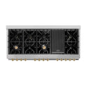 ZLINE Autograph Edition 60 in. 7.4 cu. ft. Legacy Dual Fuel Range with 9 Burner Gas Cooktop and 2 Electric Convection Ovens in Satin Stainless Steel with White Matte Doors and Champagne Bronze Accents, Open Box-Good Condition