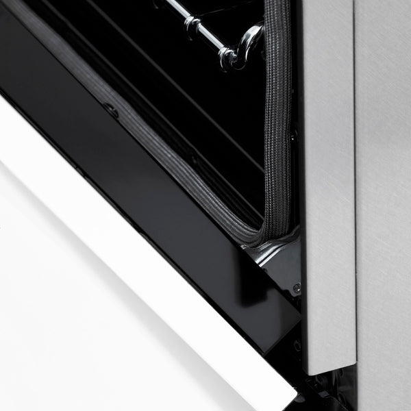 ZLINE Autograph Edition 60 in. 7.4 cu. ft. Legacy Dual Fuel Range with 9 Burner Gas Cooktop and 2 Electric Convection Ovens in Satin Stainless Steel with White Matte Doors and Matte Black Accents, Open Box-Great Condition