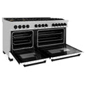 ZLINE Autograph Edition 60 in. 7.4 cu. ft. Legacy Dual Fuel Range with 9 Burner Gas Cooktop and 2 Electric Convection Ovens in Satin Stainless Steel with White Matte Doors and Matte Black Accents, Open Box-Great Condition