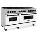 ZLINE Autograph Edition 60 in. 7.4 cu. ft. Legacy Dual Fuel Range with 9 Burner Gas Cooktop and 2 Electric Convection Ovens in Satin Stainless Steel with White Matte Doors and Matte Black Accents, Open Box-Good Condition