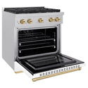 ZLINE Autograph Edition 30 in. 4.2 cu. ft. Paramount Dual Fuel Range with 4 Burner Gas Cooktop and Electric Convection Oven in Satin Stainless Steel with White Matte Door and Champagne Bronze Accents, Open Box-Great Condition