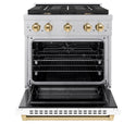 ZLINE Autograph Edition 30 in. 4.2 cu. ft. Paramount Dual Fuel Range with 4 Burner Gas Cooktop and Electric Convection Oven in Satin Stainless Steel with White Matte Door and Polished Gold Accents, Open Box-Great Condition