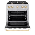 ZLINE Autograph Edition 30 in. 4.2 cu. ft. Paramount Dual Fuel Range with 4 Burner Gas Cooktop and Electric Convection Oven in Satin Stainless Steel with White Matte Door and Polished Gold Accents, Open Box-Good Condition