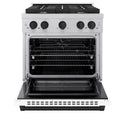 ZLINE Autograph Edition 30 in. 4.2 cu. ft. Paramount Dual Fuel Range with 4 Burner Gas Cooktop and Electric Convection Oven in Satin Stainless Steel with White Matte Door and Matte Black Accents, Open Box-Great Condition