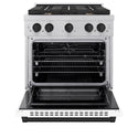 ZLINE Autograph Edition 30 in. 4.2 cu. ft. Paramount Dual Fuel Range with 4 Burner Gas Cooktop and Electric Convection Oven in Satin Stainless Steel with White Matte Door and Matte Black Accents, Open Box-Good Condition