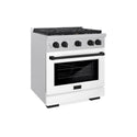 ZLINE Autograph Edition 30 in. 4.2 cu. ft. Paramount Dual Fuel Range with 4 Burner Gas Cooktop and Electric Convection Oven in Satin Stainless Steel with White Matte Door and Matte Black Accents, Open Box-Good Condition