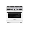 ZLINE Autograph Edition 36 in. 5.2 cu. ft. Paramount Dual Fuel Range with 6 Burner Gas Cooktop and Electric Convection Oven in Satin Stainless Steel with White Matte Door and Matte Black Accents, Open Box-Great Condition
