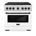 ZLINE Autograph Edition 36 in. 5.2 cu. ft. Paramount Dual Fuel Range with 6 Burner Gas Cooktop and Electric Convection Oven in Satin Stainless Steel with White Matte Door and Matte Black Accents, Open Box-Great Condition