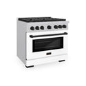 ZLINE Autograph Edition 36 in. 5.2 cu. ft. Paramount Dual Fuel Range with 6 Burner Gas Cooktop and Electric Convection Oven in Satin Stainless Steel with White Matte Door and Matte Black Accents, Open Box-Good Condition
