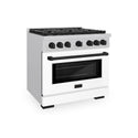 ZLINE Autograph Edition 36 in. 5.2 cu. ft. Paramount Dual Fuel Range with 6 Burner Gas Cooktop and Electric Convection Oven in Satin Stainless Steel with White Matte Door and Matte Black Accents, Open Box-Great Condition