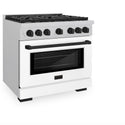 ZLINE Autograph Edition 36 in. 5.2 cu. ft. Paramount Dual Fuel Range with 6 Burner Gas Cooktop and Electric Convection Oven in Satin Stainless Steel with White Matte Door and Matte Black Accents, Open Box-Great Condition