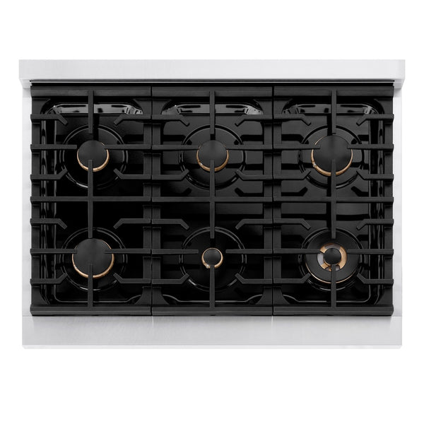 ZLINE Autograph Edition 36 in. 5.2 cu. ft. Paramount Dual Fuel Range with 6 Burner Gas Cooktop and Electric Convection Oven in Satin Stainless Steel with White Matte Door and Matte Black Accents, Open Box-Great Condition