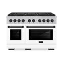 ZLINE Autograph Edition 48 in. 6.7 cu. ft. Paramount Double Oven Dual Fuel Range with 8 Burner Gas Cooktop in Satin Stainless Steel with White Matte Doors and Matte Black Accents, Open Box-Great Condition