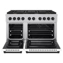 ZLINE Autograph Edition 48 in. 6.7 cu. ft. Paramount Double Oven Dual Fuel Range with 8 Burner Gas Cooktop in Satin Stainless Steel with White Matte Doors and Matte Black Accents, Open Box-Great Condition