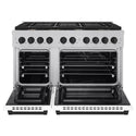 ZLINE Autograph Edition 48 in. 6.7 cu. ft. Paramount Double Oven Dual Fuel Range with 8 Burner Gas Cooktop in Satin Stainless Steel with White Matte Doors and Matte Black Accents, Open Box-Good Condition