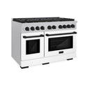 ZLINE Autograph Edition 48 in. 6.7 cu. ft. Paramount Double Oven Dual Fuel Range with 8 Burner Gas Cooktop in Satin Stainless Steel with White Matte Doors and Matte Black Accents, Open Box-Great Condition