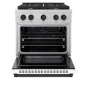 ZLINE Autograph Edition 30 in. 4.2 cu. ft. Paramount Gas Range with 4 Burner Cooktop and Convection Gas Oven in Satin Stainless Steel with White Matte Door and Matte Black Accents, Open Box-Great Condition