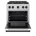 ZLINE Autograph Edition 30 in. 4.2 cu. ft. Paramount Gas Range with 4 Burner Cooktop and Convection Gas Oven in Satin Stainless Steel with White Matte Door and Matte Black Accents, Open Box-Good Condition