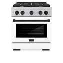 ZLINE Autograph Edition 30 in. 4.2 cu. ft. Paramount Gas Range with 4 Burner Cooktop and Convection Gas Oven in Satin Stainless Steel with White Matte Door and Matte Black Accents, Open Box-Good Condition