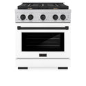 ZLINE Autograph Edition 30 in. 4.2 cu. ft. Paramount Gas Range with 4 Burner Cooktop and Convection Gas Oven in Satin Stainless Steel with White Matte Door and Matte Black Accents, Open Box-Great Condition