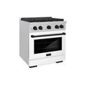 ZLINE Autograph Edition 30 in. 4.2 cu. ft. Paramount Gas Range with 4 Burner Cooktop and Convection Gas Oven in Satin Stainless Steel with White Matte Door and Matte Black Accents, Open Box-Great Condition
