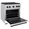 ZLINE Autograph Edition 30 in. 4.2 cu. ft. Paramount Gas Range with 4 Burner Cooktop and Convection Gas Oven in Satin Stainless Steel with White Matte Door and Matte Black Accents, Open Box-Good Condition