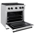 ZLINE Autograph Edition 30 in. 4.2 cu. ft. Paramount Gas Range with 4 Burner Cooktop and Convection Gas Oven in Satin Stainless Steel with White Matte Door and Matte Black Accents, Open Box-Great Condition