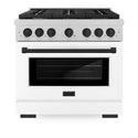 ZLINE Autograph Edition 36 in. 5.2 cu. ft. Paramount Gas Range with 6 Burner Cooktop and Convection Gas Oven in Satin Stainless Steel with White Matte Door and Matte Black Accents, Open Box-Great Condition