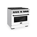 ZLINE Autograph Edition 36 in. 5.2 cu. ft. Paramount Gas Range with 6 Burner Cooktop and Convection Gas Oven in Satin Stainless Steel with White Matte Door and Matte Black Accents, Open Box-Great Condition