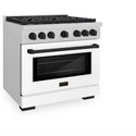 ZLINE Autograph Edition 36 in. 5.2 cu. ft. Paramount Gas Range with 6 Burner Cooktop and Convection Gas Oven in Satin Stainless Steel with White Matte Door and Matte Black Accents, Open Box-Great Condition