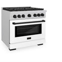ZLINE Autograph Edition 36 in. 5.2 cu. ft. Paramount Gas Range with 6 Burner Cooktop and Convection Gas Oven in Satin Stainless Steel with White Matte Door and Matte Black Accents, Open Box-Good Condition