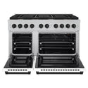ZLINE Autograph Edition 48 in. 6.7 cu. ft. Paramount Double Oven Gas Range with 8 Burner Cooktop in Satin Stainless Steel with White Matte Doors and Matte Black Accents, Open Box-Great Condition